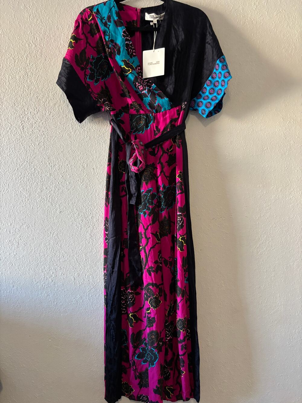 Diane Von Furstenberg Rinna Jumpsuit China Vine Pink/Barrier Reef XS $558 NWT
